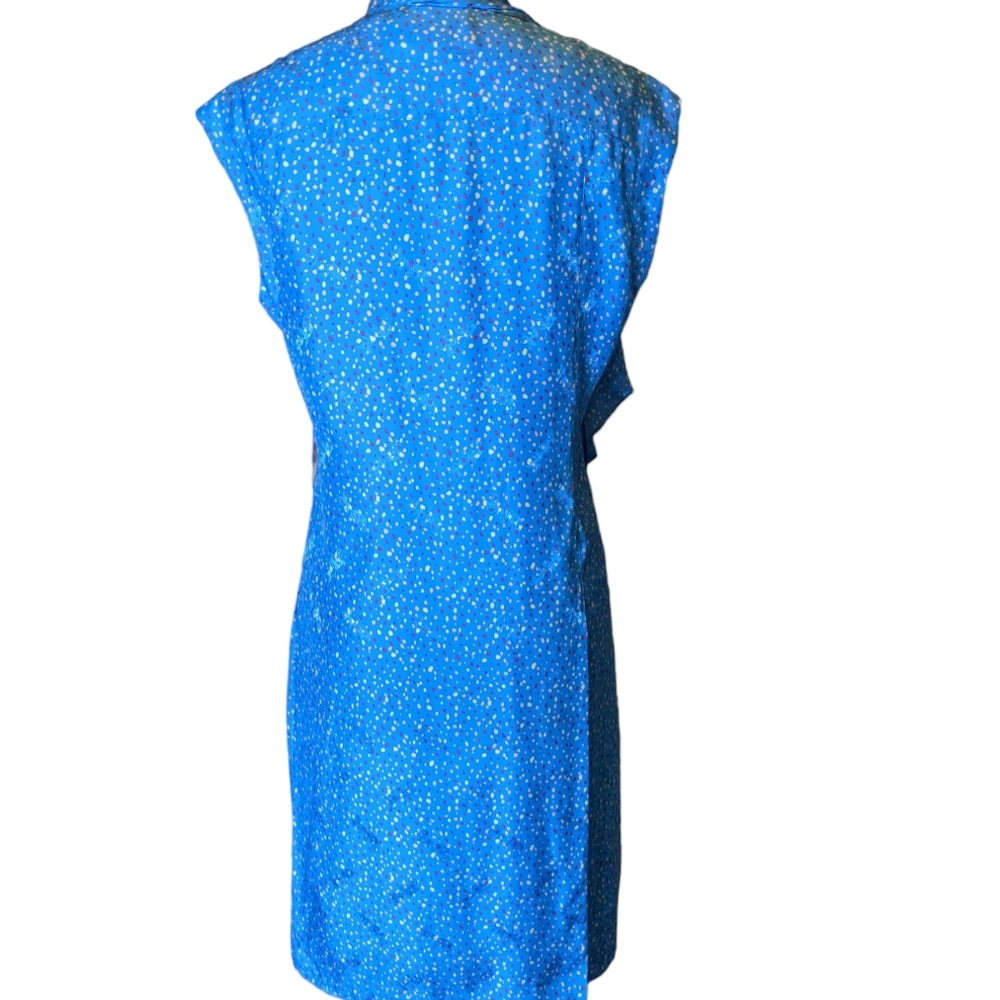 Coach Silk Dot Sleeveless A-Line Midi Dress Blue Women's Size 6 - Picture 2 of 8